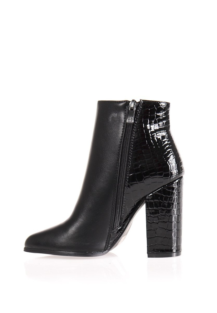 Botki Na Obcasie Skóra Węża Czarne