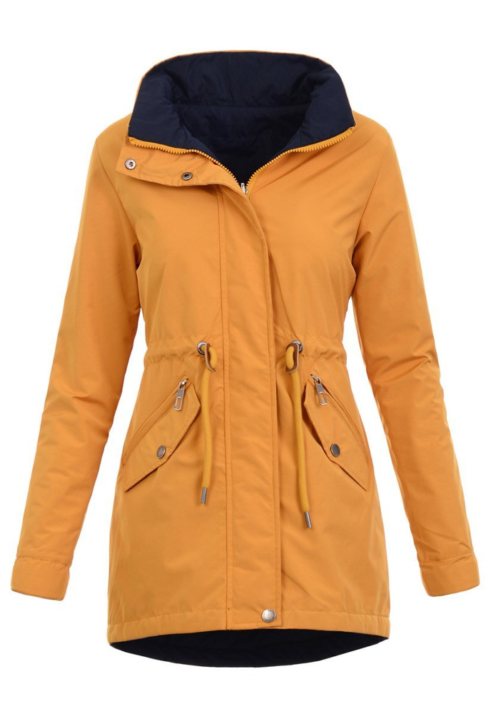 Parka Wiosenna Dwustronna Żółto-Granatowa