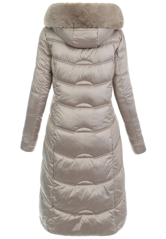 Damska Długa Kurtka Pikowana Linda Beżowa