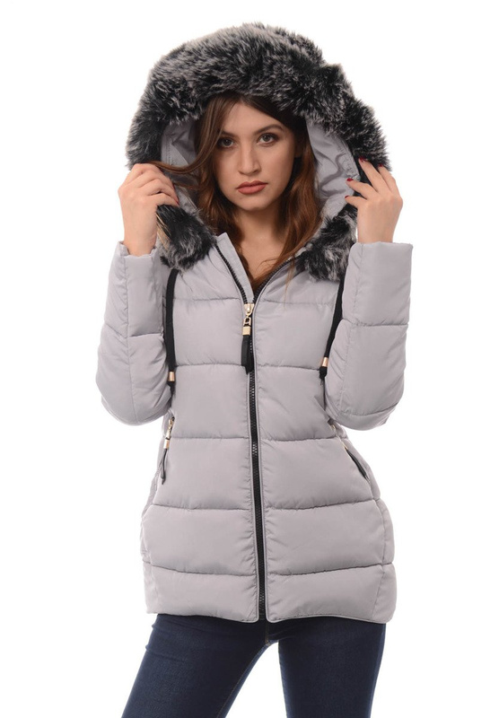 Damska Zimowa Kurtka Ortalionowa Melani Szara