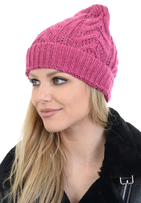 Damska Czapka Ciemno Różowa