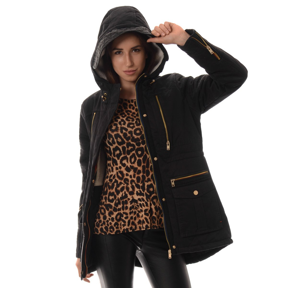 Damska Kurtka Parka Zimowa Czarna