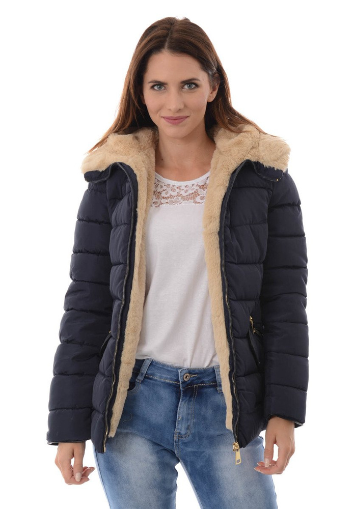 Damska Zimowa Kurtka Ortalionowa Emma Granatowa