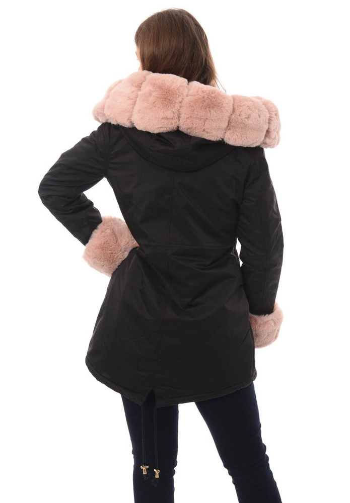 Kurtka Patrycja Czarna Z Różowym Futerkiem