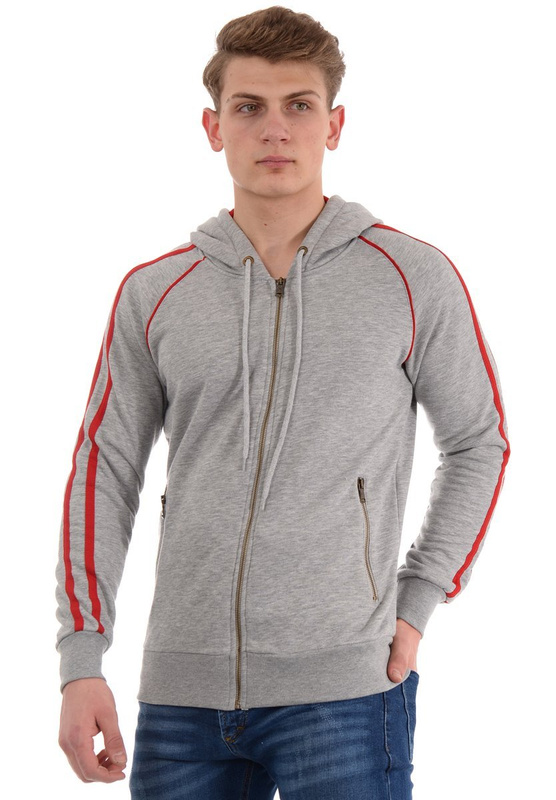 Męska Bluza Z Kapturem Szara