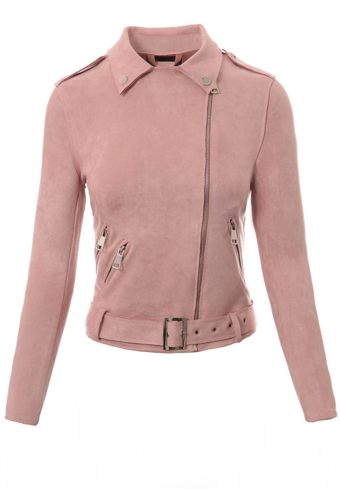 Ramoneska Różowa Kurtka z Zamszu