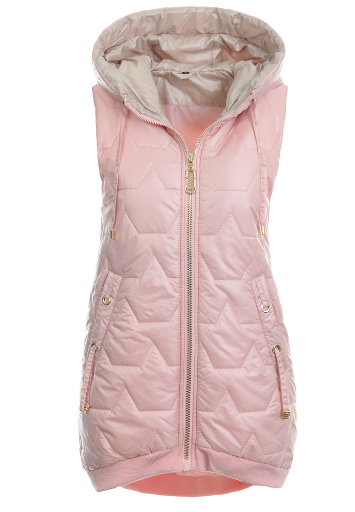 Damska Kamizelka Adelia Bezrękawnik Perłowo Różowy