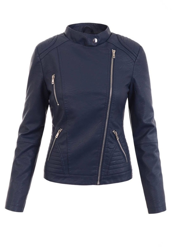 Damska Kurtka Ramoneska Róża Granatowa