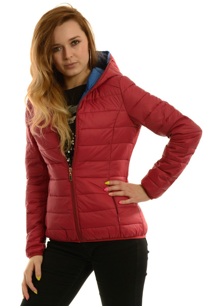 Damska Kurtka Ortalionowa Jesienna Bordowa
