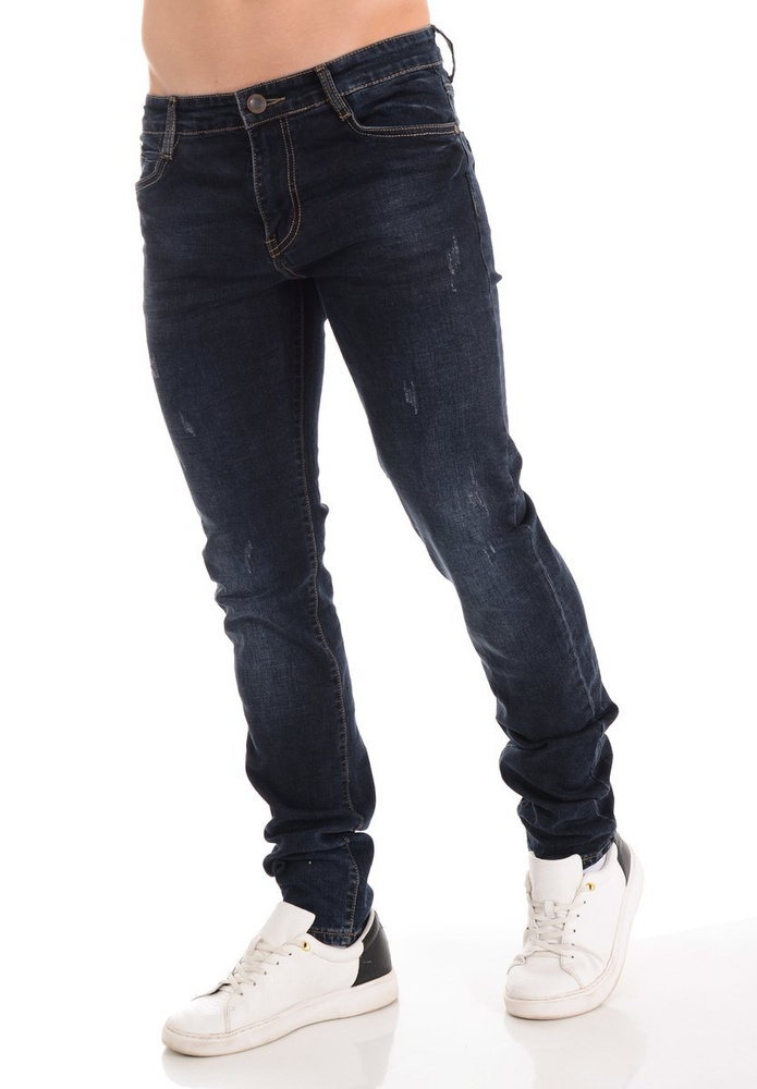 Męskie Spodnie Jeansowe Granatowe