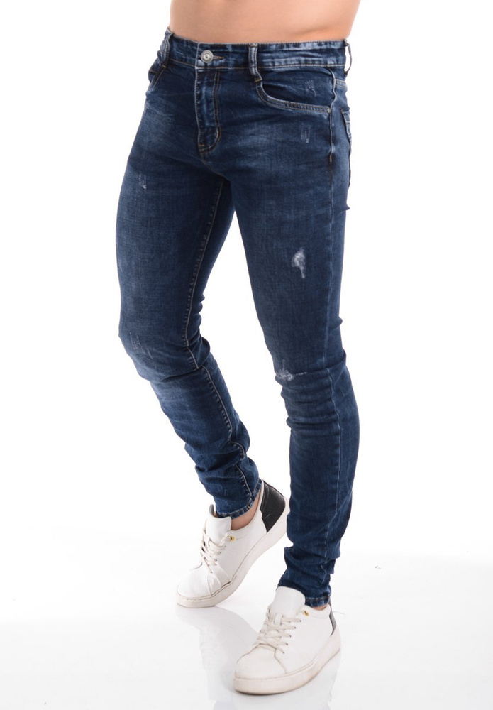 Męskie Spodnie Jeansowe Granatowe