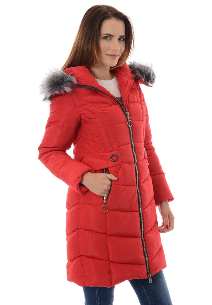 Damska Zimowa Kurtka Ortalionowa Elif Czerwona
