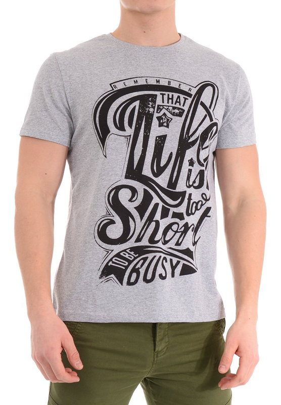 Męska Koszulka T-Shirt Nadruk Szara