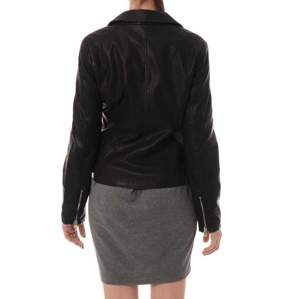 Damska Skórzana Kurtka Ramoneska Czarna