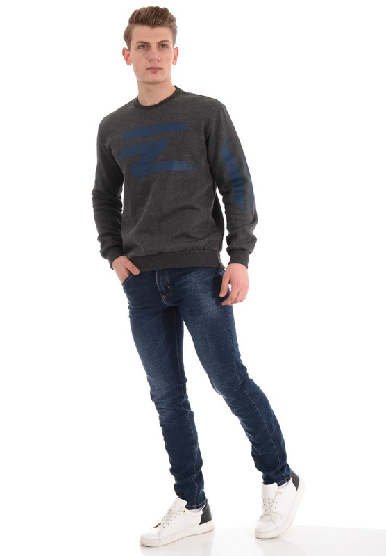 Męska Bluza Bez  Kaptura Szara