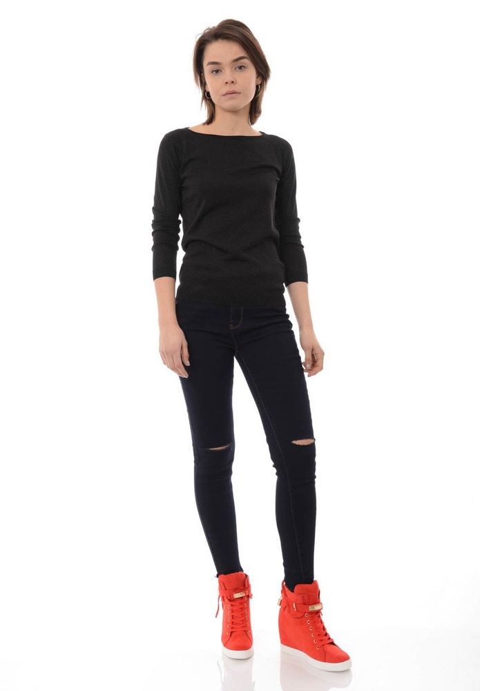 Damskie Spodnie Jeansy Rurki Rozcięcie Granatowe