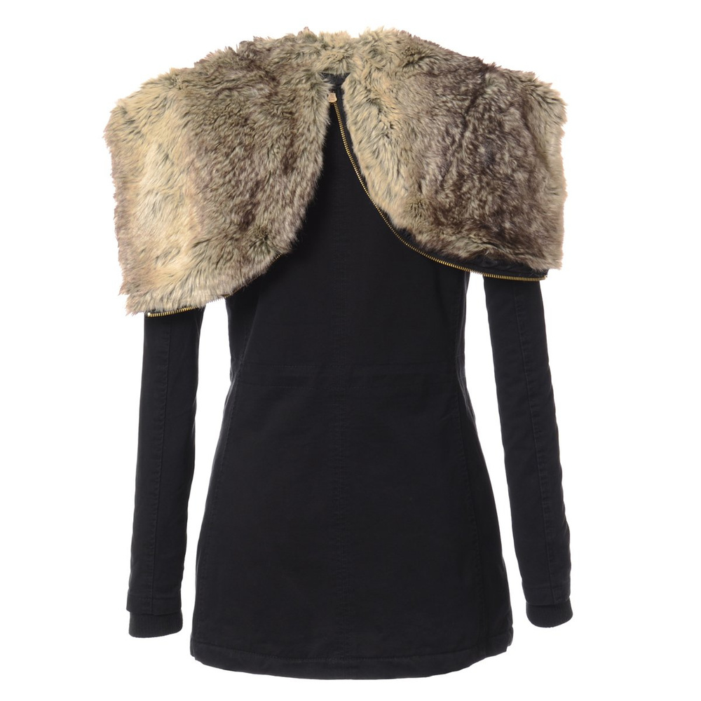 Damska Parka Kurtka Zimowa Czarna