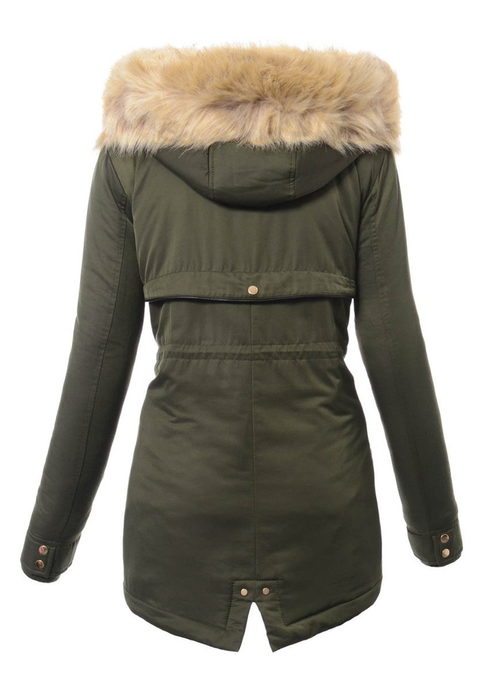 Damska Kurtka Parka Ortalionowa Zimowa Zielona