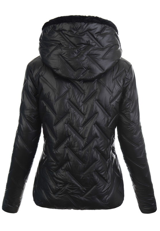 Damska Kurtka Zimowa Regina Czarna z Czarnym Futerkiem
