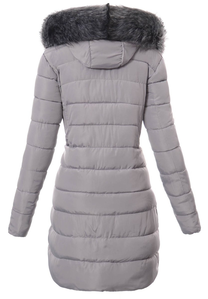 Damska Długa Zimowa Ortalionowa Kurtka Szara