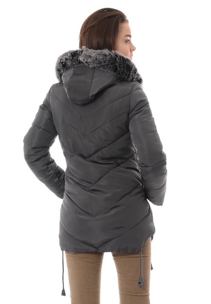 Damska Zimowa Kurtka Ortalionowa Lucyna Ciemno Szara