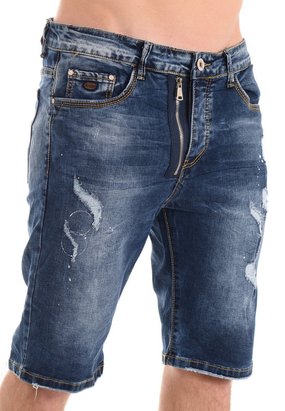 Męskie Spodenki Jeansowe Granatowe