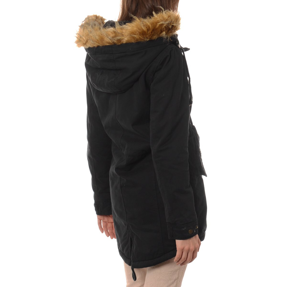 Kurtka Parka Zimowa Futro Czarna