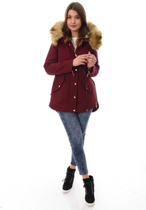 Damska Kurtka Parka Zimowa Karmen Bordowa