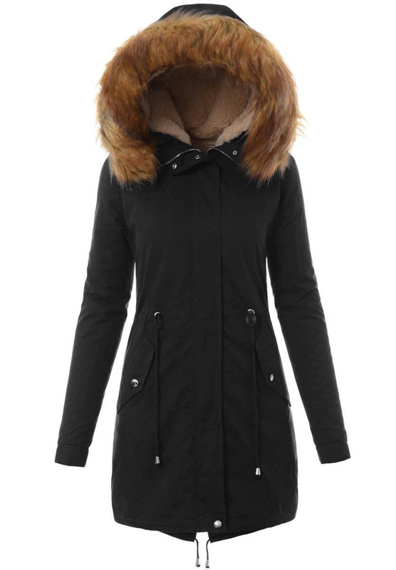 Damska Kurtka Parka Zimowa 2w1 Czarna