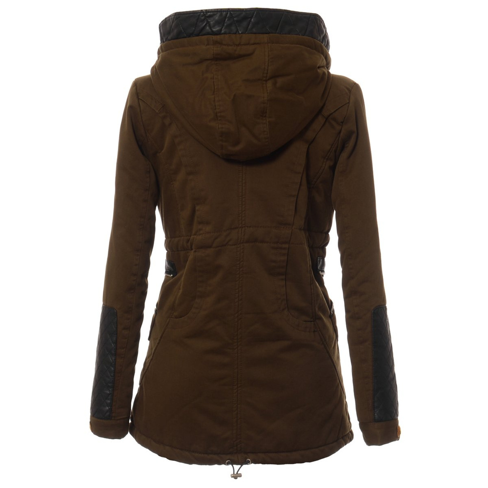 Damska Zimowa Parka Kurtka Oliwkowa Zieleń