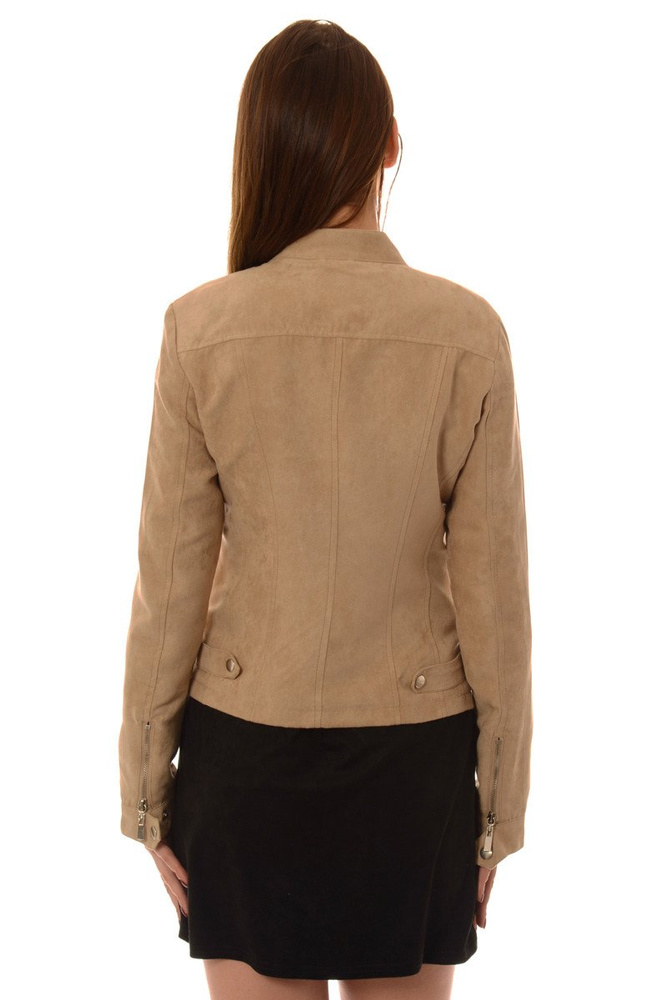 Ramoneska Beżowa z Zamszu