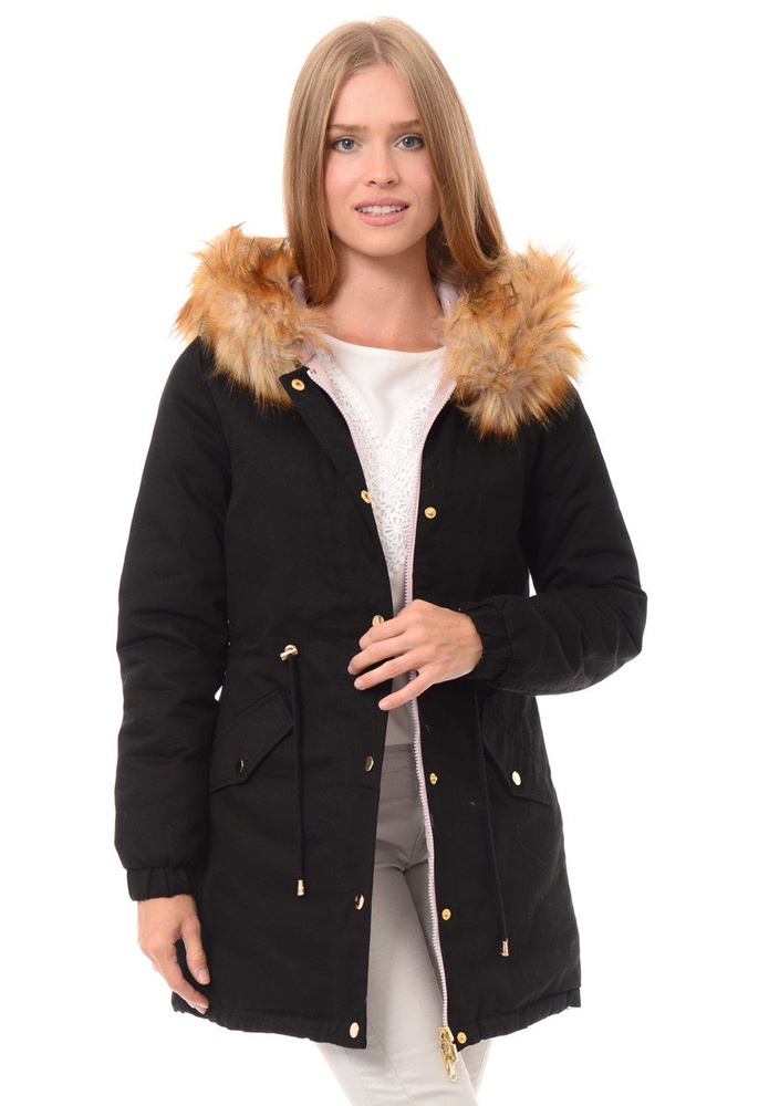 Dwustronna Zimowa Kurtka Marlena Czarno Różowa