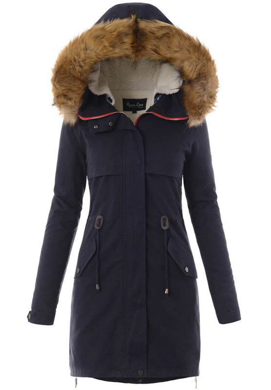 Damska Kurtka Parka Zimowa 2w1 Granatowa