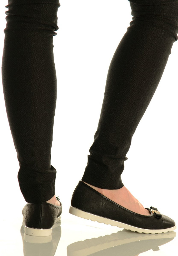 Damskie Buty Baleriny z Kokardką Niki Czarne