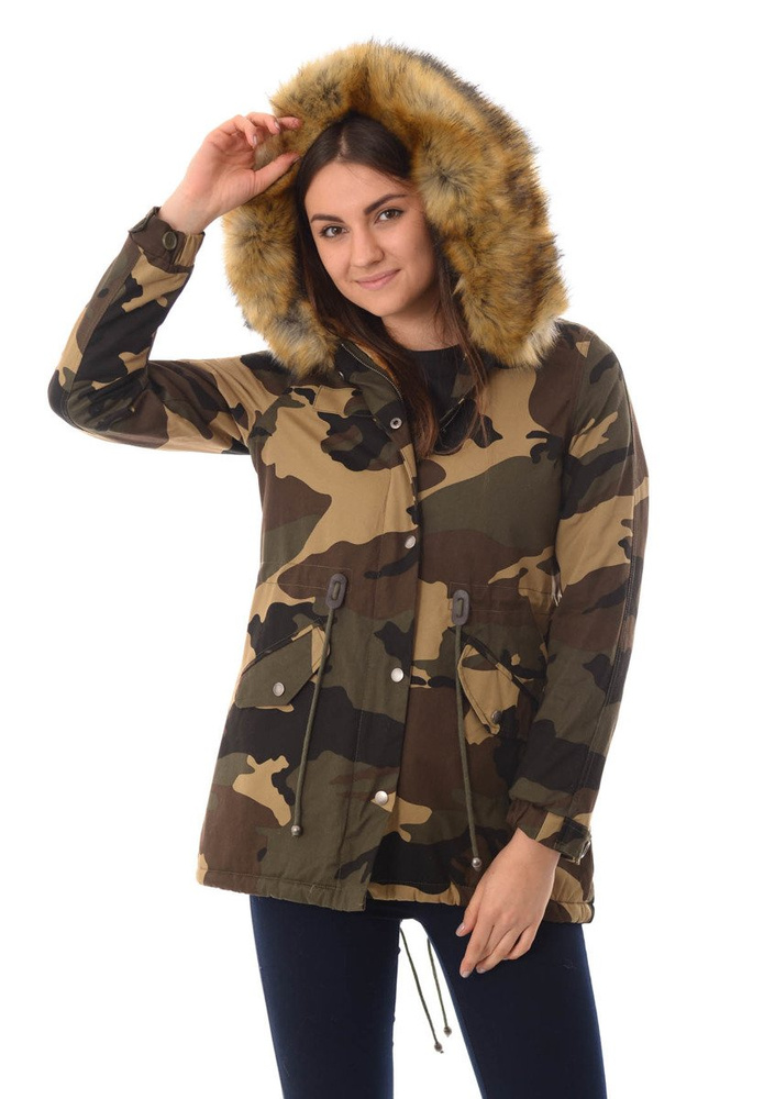 Parka Filomena Zielona z Brązowym Futerkiem
