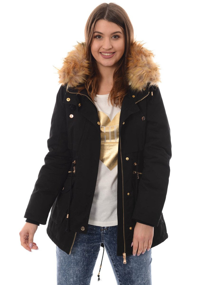 Piękna Damska Kurtka Parka =Czarna