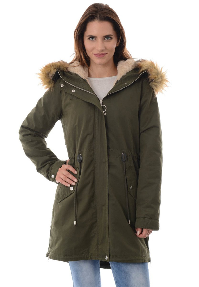 Damska Kurtka Parka Zimowa 2w1 Zielona