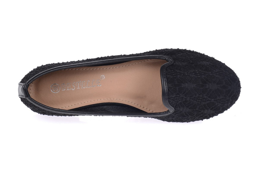 SALE Piękne Balerinki Lordsy Koronka Czarne