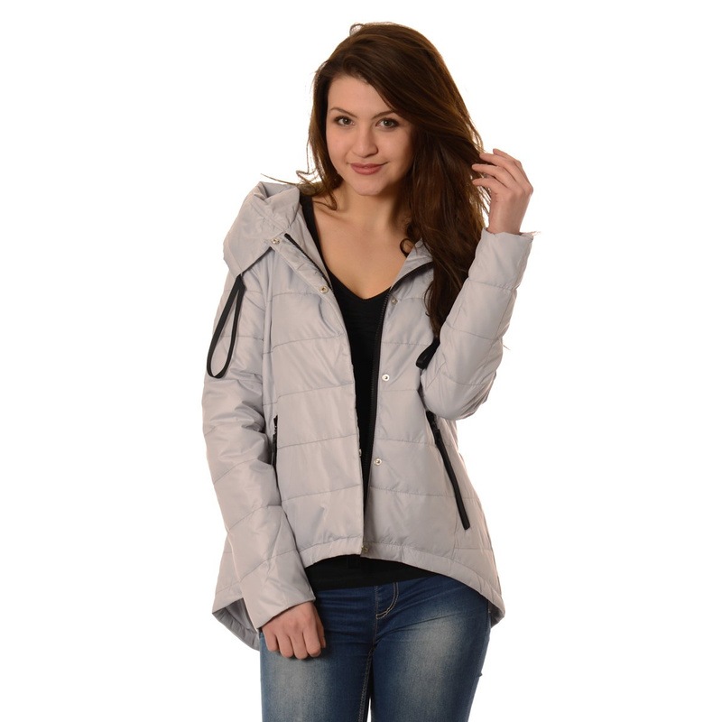 Kurtka Przejściowa Damska Asymetryczna Szara