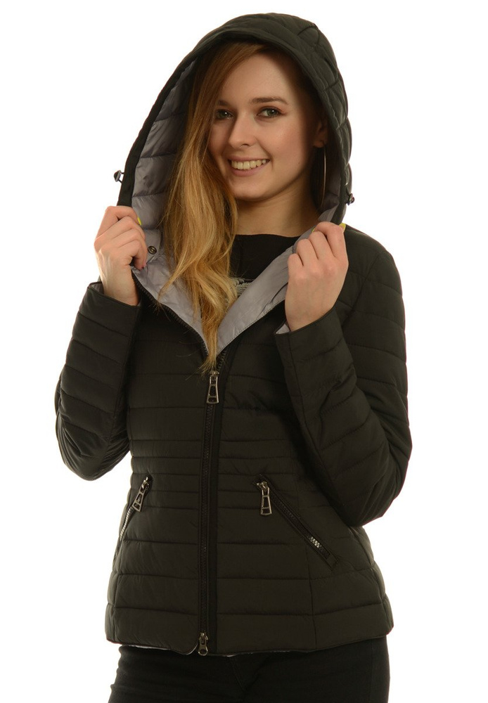 Damska Jesienna Wiosenna Kurtka Ortalionowa Czarna