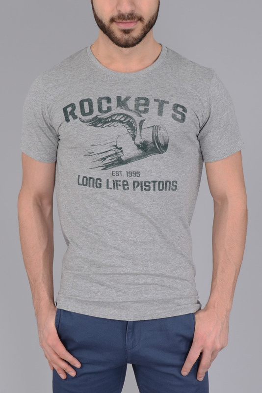 Męska Koszulka T-shirt GS Nadruk Szara