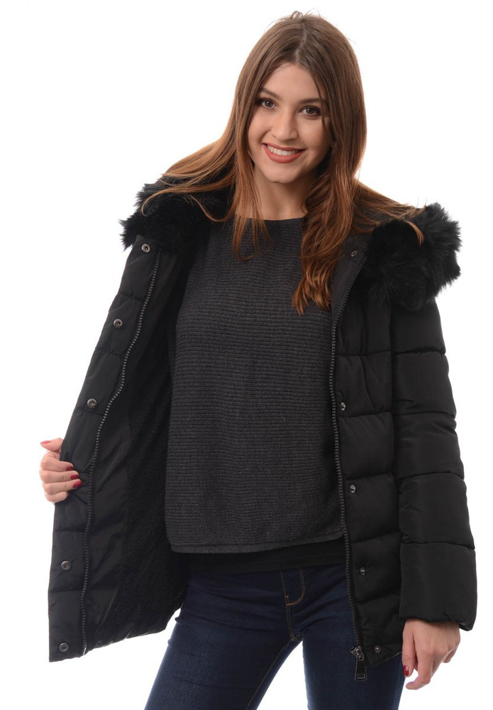 Damska Zimowa Kurtka Ortalionowa Czarna