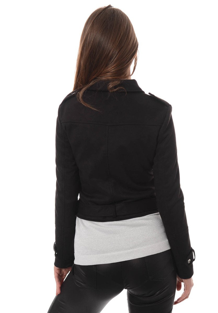 Ramoneska Nela w Kolorze Czarnym z Zamszu