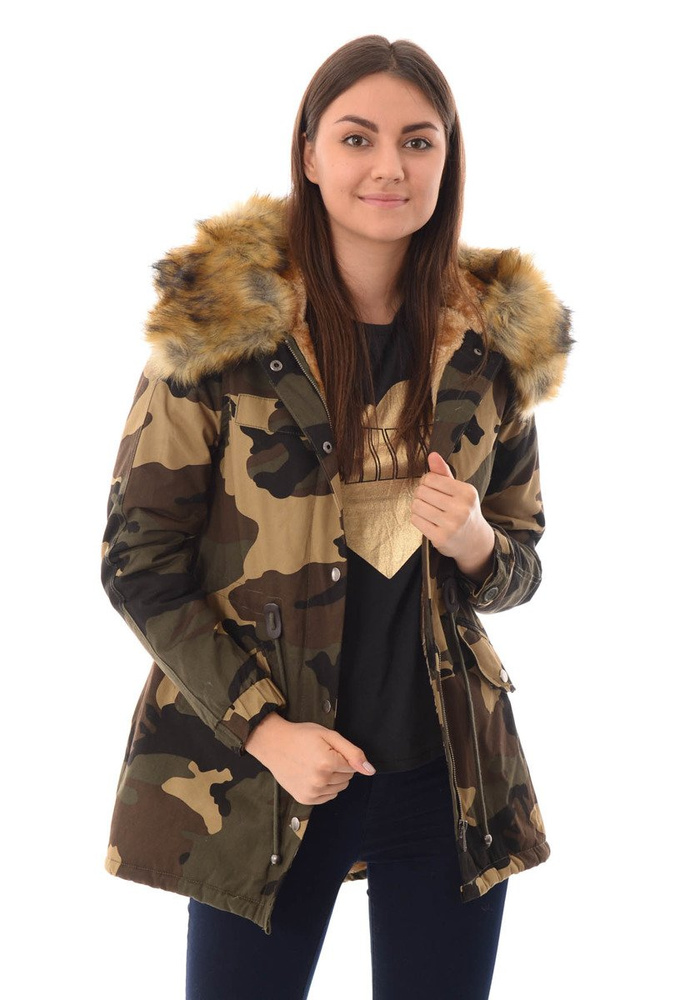 Parka Filomena Zielona z Brązowym Futerkiem