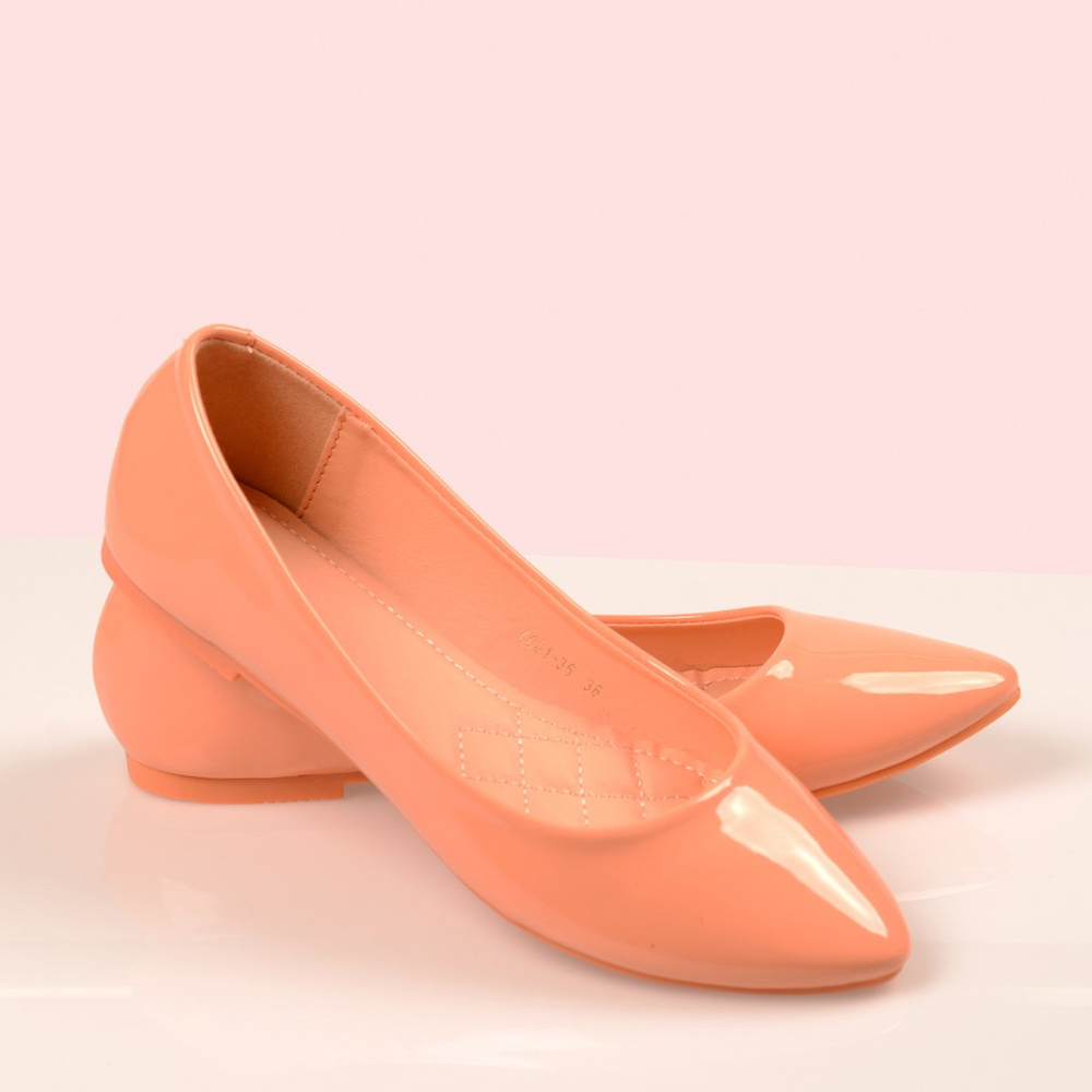 Damskie Buty Baleriny Pastelowe Clarisse Pomarańczowe