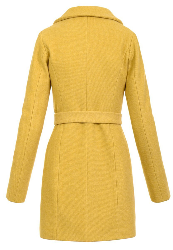 Dzianinowy Płaszcz Wiosenno - Jesienny Adelajda Camel