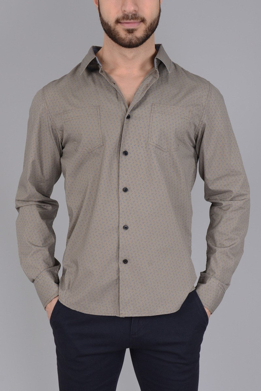 Rewelacyjna Męska Koszula Nadruk Beżowa