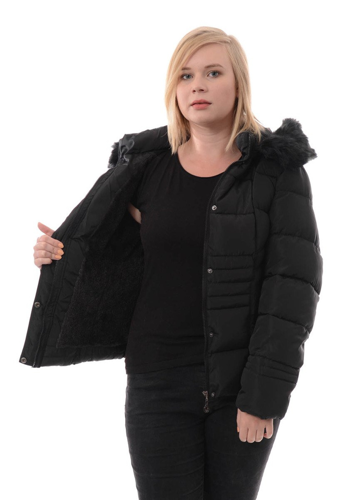 Damska Zimowa Ortalionowa Kurtka Czarna