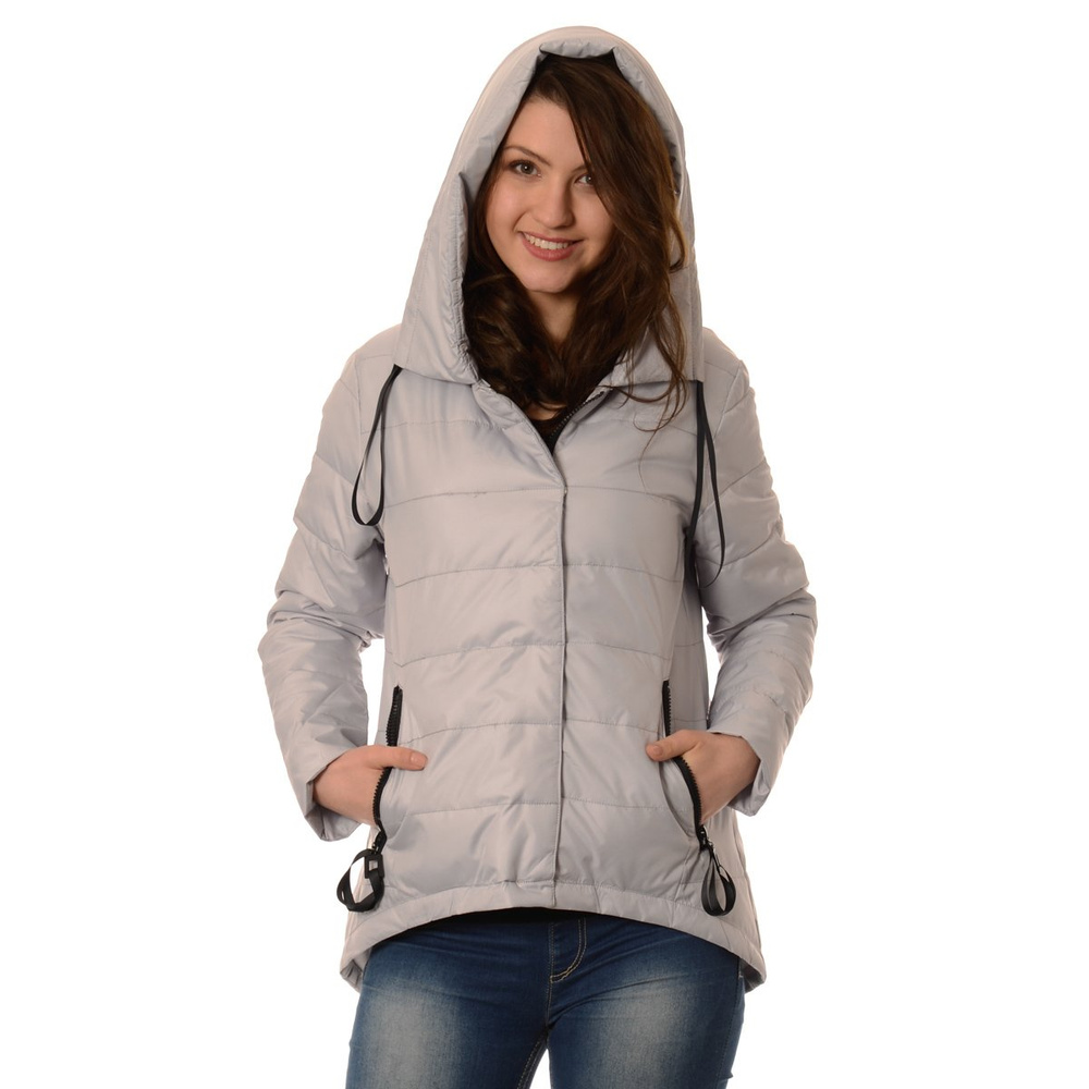 Kurtka Przejściowa Damska Asymetryczna Szara