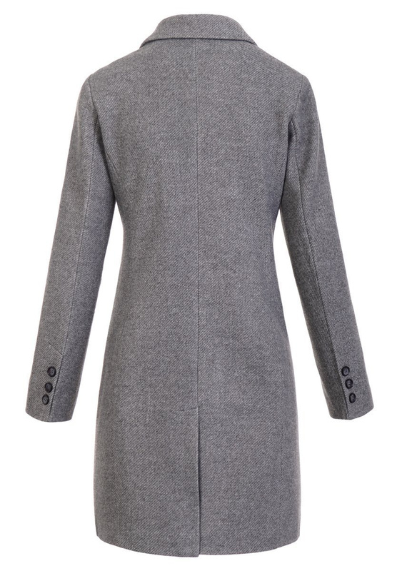 Dzianinowy Płaszcz Wiosenno - Jesienny Szary